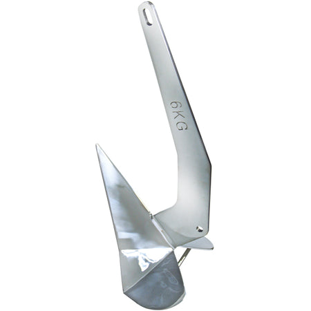 SeaTec Delta 32 kg anker set fra siden, fremhæver det robuste design i 316 RF stål.
