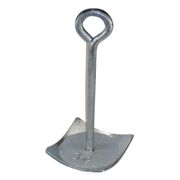 SeaTec tallerkenanker i galvaniseret stål set forfra, 3 kg og 160x160 mm.