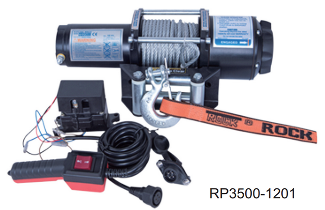 Rock, molinete eléctrico para remolque RP3500 12 Vdc 1589 kg