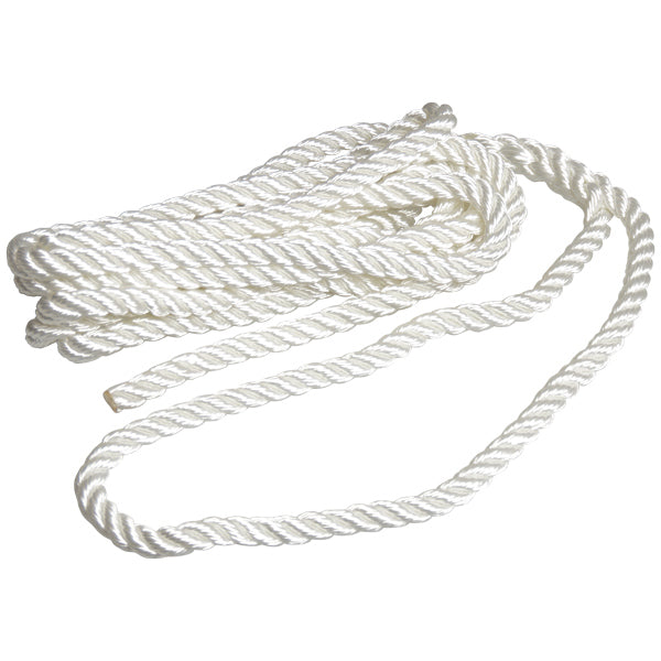 Robline fortøjningstov i hvid farve, 3 slået design, 14mm x 6m