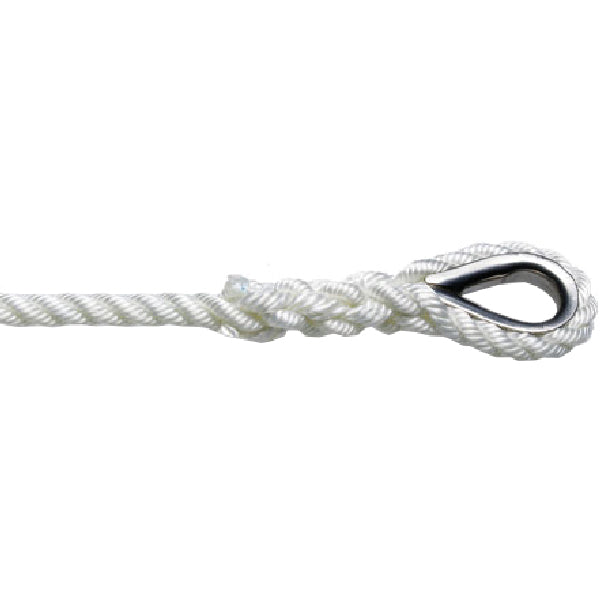 Robline ankerline i hvid farve, 12 mm x 40m, ligger fladt på en overflade.