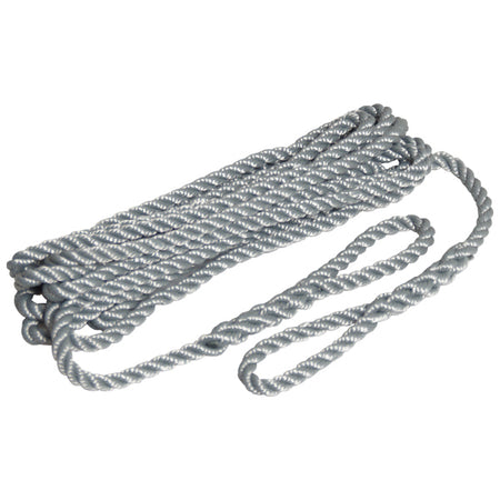 Robline fenderline i grå farve, 3-slået design, 2 meter lang