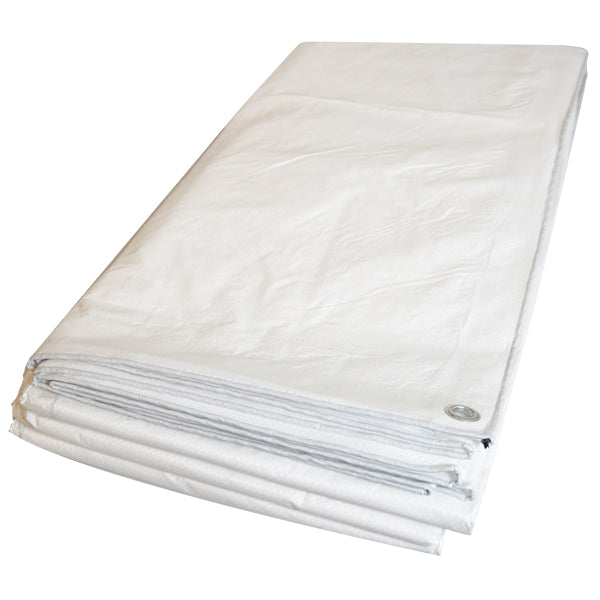SeaTec Super Tarp presenning i hvid farve, udbredt på en båd