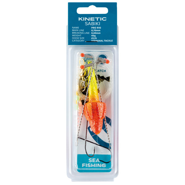 Kinetic Sabiki pro fladfisk 40g i gul og rød med #2/0 krog