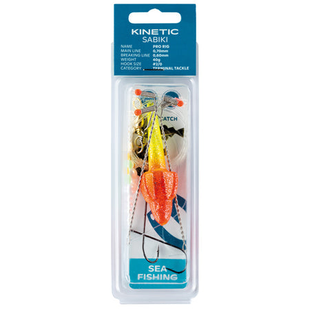 Kinetic Sabiki pro fladfisk 40g i gul og rød med #2/0 krog