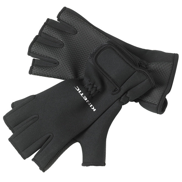 Kinetic neoprene handske med halvmeter i sort, perfekt til fiskeri.