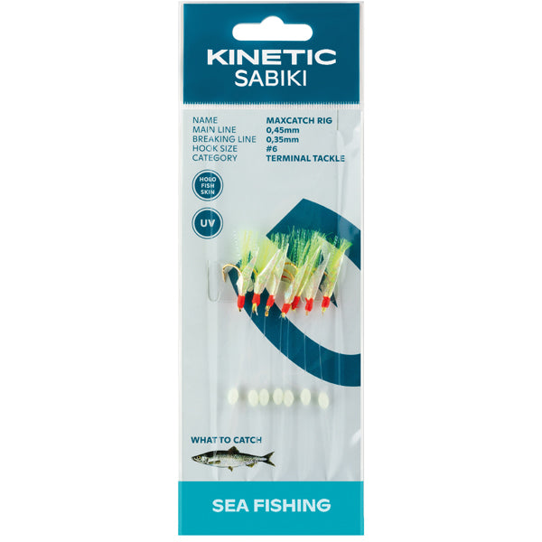 Kinetic Sabiki sildeforfang i gul farve, størrelse #6, visualiseret enkeltstående