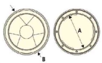 SeaTec inspektionsluge 127mm sort vist åbent, afslørende indvendig adgang