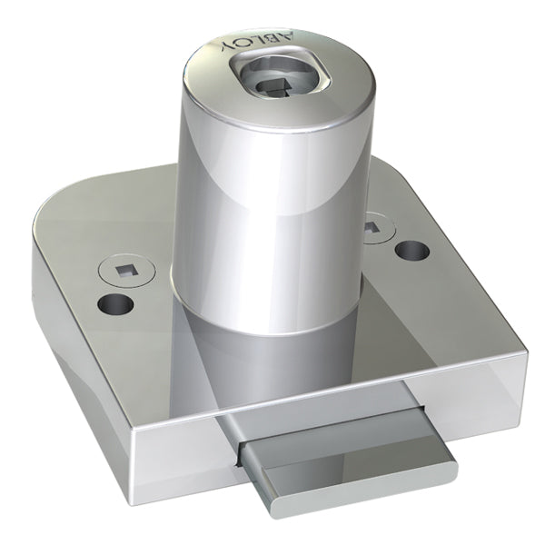 Abloy skabslås til indfældning i 44x44 mm størrelse, set forfra.