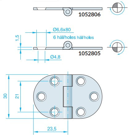 Roca hængsel monteret på båd, viser omvendt design og styrke