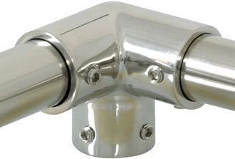 SeaTec hjørnestykke Ø25mm set forfra, klar til installation.