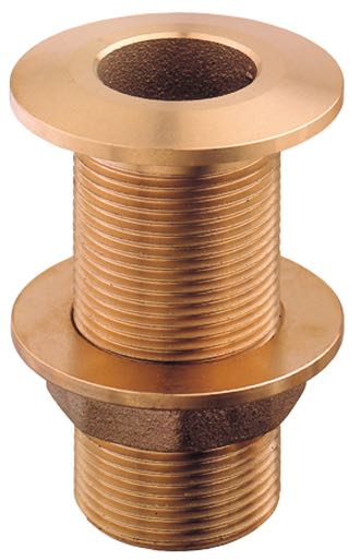 Guidi gennemføring i messing, set fra siden, der viser 1" u/s 40mm design.