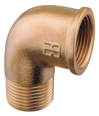 Guidi bøjning 90° i messing, set fra siden.
