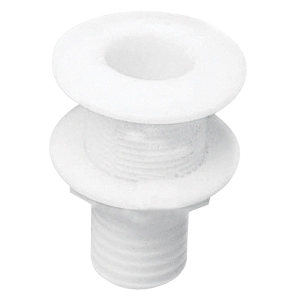 Nuova Rade gennemføring 1 1/2" i PVC set fra siden med gevind til montering.