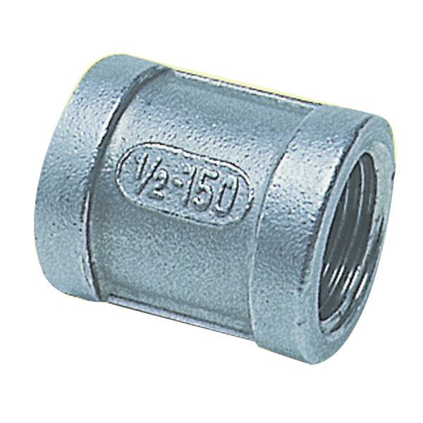 Muffe indvendig gevind 3/8" RF i rustfrit stål set forfra