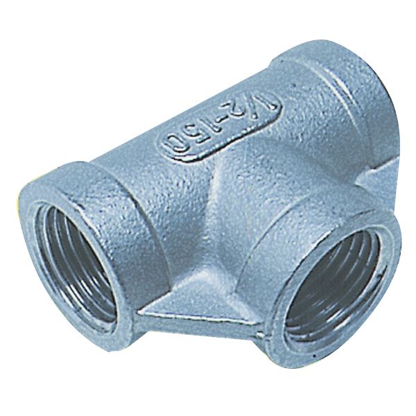 T-stykke 3/8" RF AISI 316 fra 1852 i rustfrit stål, set fra siden.