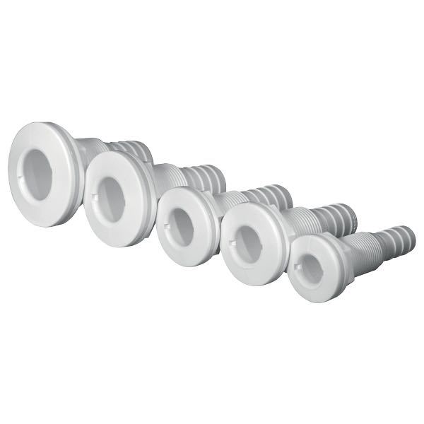 Gennemføring komposit hvid fra Trudesign, set forfra med mål 1/2" - 13mm
