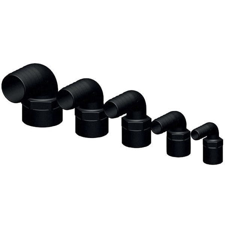 Trudesign 90° slangestuds i sort plast med 2" indvendig gevind.