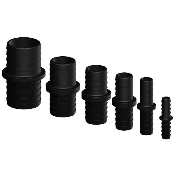 Trudesign samlestykke 38-38mm i sort plast, vist fra siden.