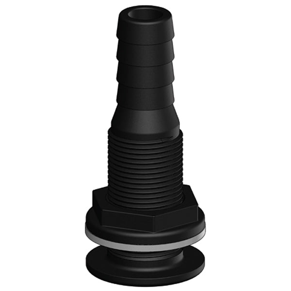 Trudesign gennemføring komposit sort 2", set fra siden med synlig tilpasning til båd