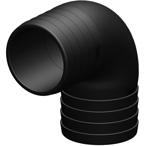Trudesign vinkelstykke 90° i sort plast, set fra siden