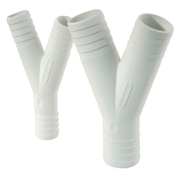Trudesign hvid plast y-stykke 19-19-19mm set fra siden