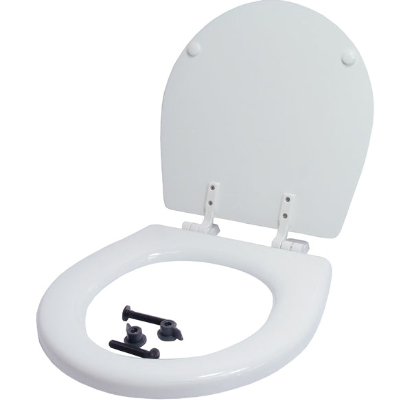 Jabsco toiletsæde til compact toilet, set fra siden.