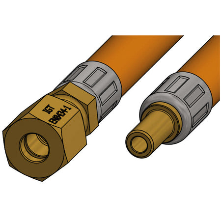 IGT gasslange på 0,4 meter med Ø8mm rør og studs, præsenteret uden baggrund.
