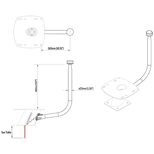 ScanStrut PowerTower stang monteret på båd med lyset tændt