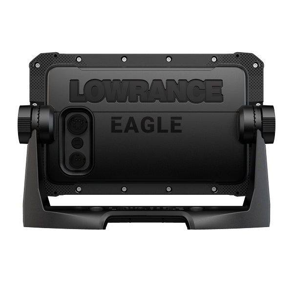 Bagenden af Lowrance Eagle 7 HDI med tilslutninger synlige