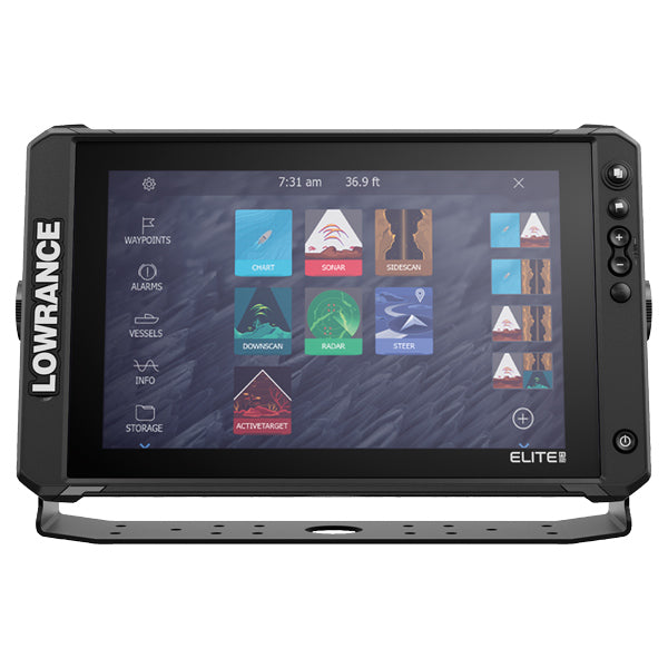 Sideprofil af Lowrance Elite FS 12 monteret på båd