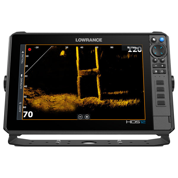 Set fra siden, Lowrance HDS-12 PRO monteret på en bådkonsol