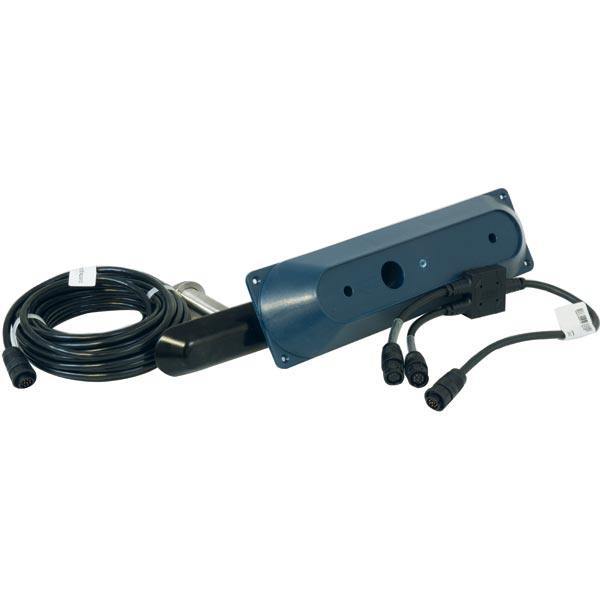 Navico Structurescan hd RF transducer i detaljeret nærbillede, klar til installation.