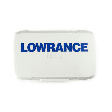 Lowrance solafdækning til Hook2 5" monteret på en båd.