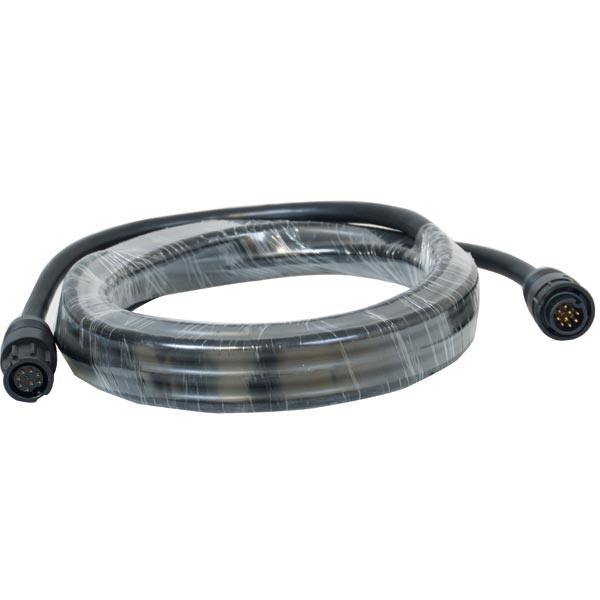 Navico transducer forlængerkabel i sort, 10 fod langt, set fra siden.