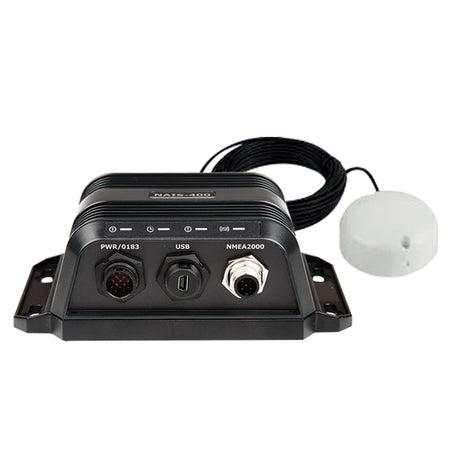 Navico Nais-500 AIS med GPS antenne, vist i sort og kompakt design.