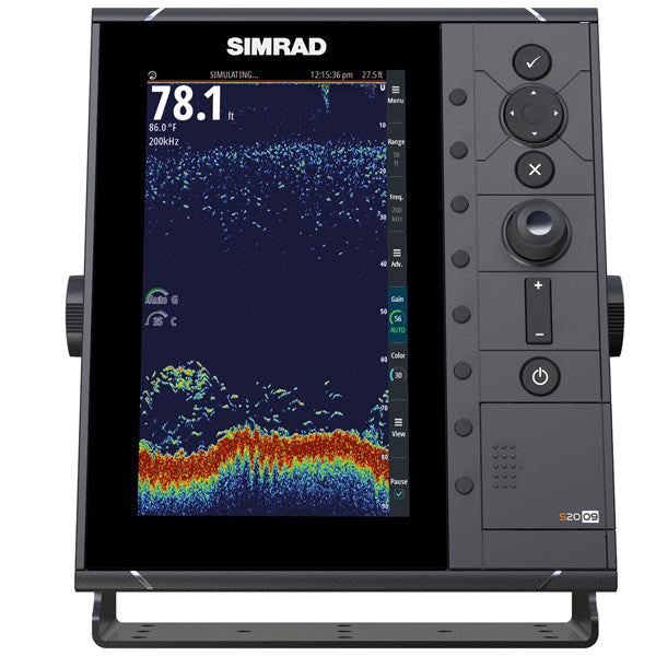 Simrad S2009 ekkolod set forfra med stor skærm og betjeningselementer
