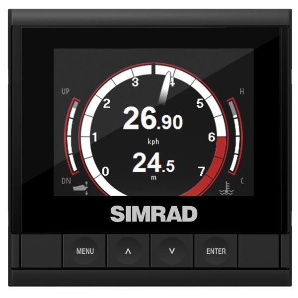 Simrad IS42J display set forfra med forskellige skærmindstillinger.
