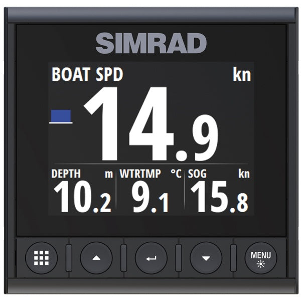 Simrad IS42 display 4.1" monteret på en båd, tydelig skærm med informationer