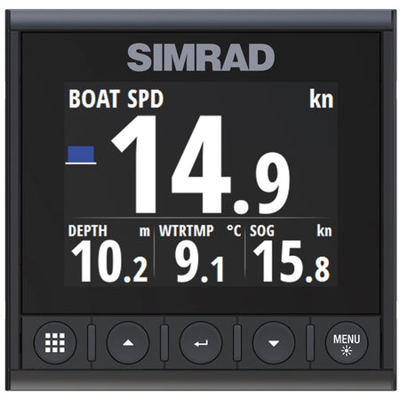 Simrad IS42 display 4.1" monteret på en båd, tydelig skærm med informationer
