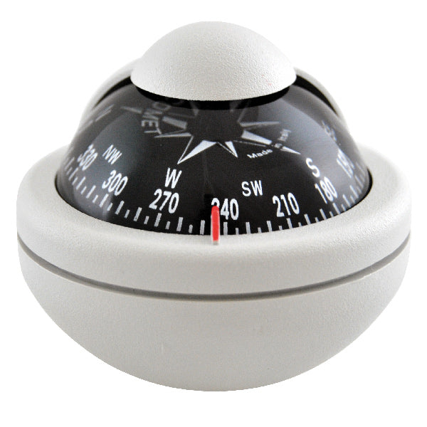 Riviera kompas COMET BC2 48mm i lysegrå med sort rose set forfra