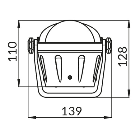Riviera bøjle kompas ARTICA BA2 12 V monteret på båd, viser kompassets mål og design.