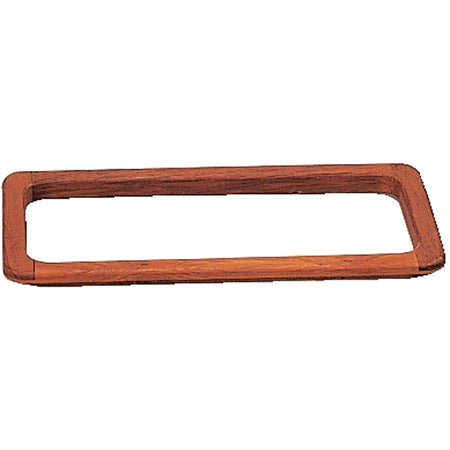 Roca ramme til handskerum i teak, set fra siden med mål på 34x17,3 cm.