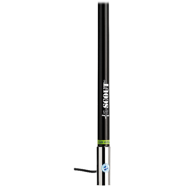 Scout KS-43 VHF antenne monteret på båd, sort design