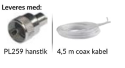Sidevinkel af Glomex RA112CR med PL259 stik til maritim brug