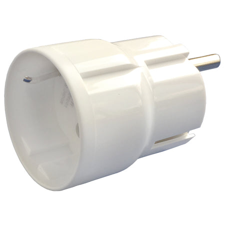 Glomex ZigBoat 230V smart han/hun stik vist fra siden med tydeligt design.