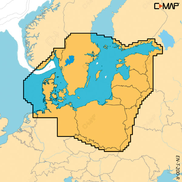 C-Map, Reveal X kort over Skagerak og Østersøen på en skærm.