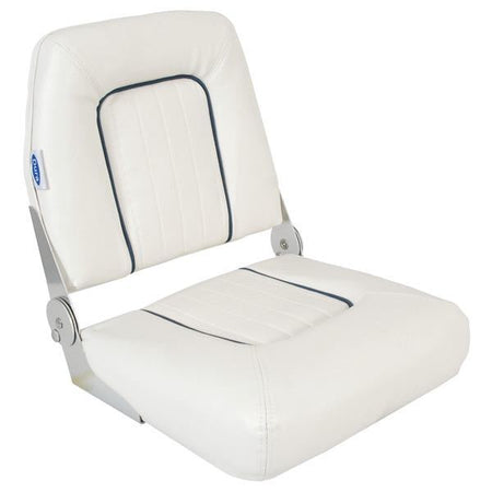 ESM styrestol S40 standard hvid med blå, set forfra