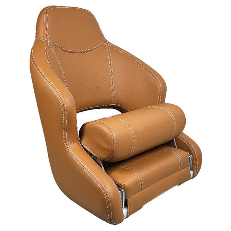 Cognac farvet ESM H52 sport flip up stol i bådens interiør