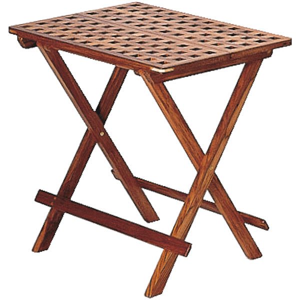Roca klapbord i teak, set fra siden med åbne klapper.